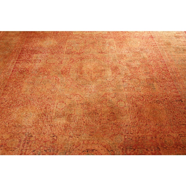Rug & Kilim Rug & Kilim’s Classic Agra Style Rug in Red, Orange Geometric Pattern For Sale - Image 4 of 5