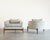 Tripod Barrelback Lounge Chairs in Greige Linen, C. 1950s For Sale - Image 4 of 8