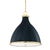 Transitional Hudson Valley Lighting Mark D. Sikes Painted No. 3 3-Light Large Pendant, Aged Brass/Darkest Blue For Sale - Image 3 of 3