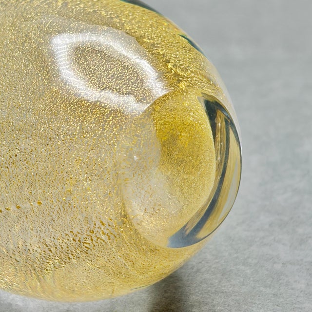 Vintage Murano Italy Gold Aventurine Art Glass Paperweight For Sale - Image 9 of 9
