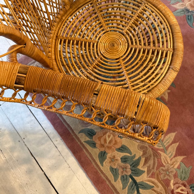 Boho Chic Vintage Rattan Peacock Chair For Sale - Image 3 of 7