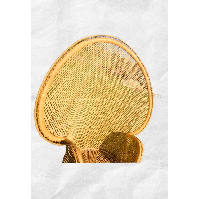 1970s Vintage Bohemian Woven Rattan Peacock Chair For Sale - Image 14 of 15
