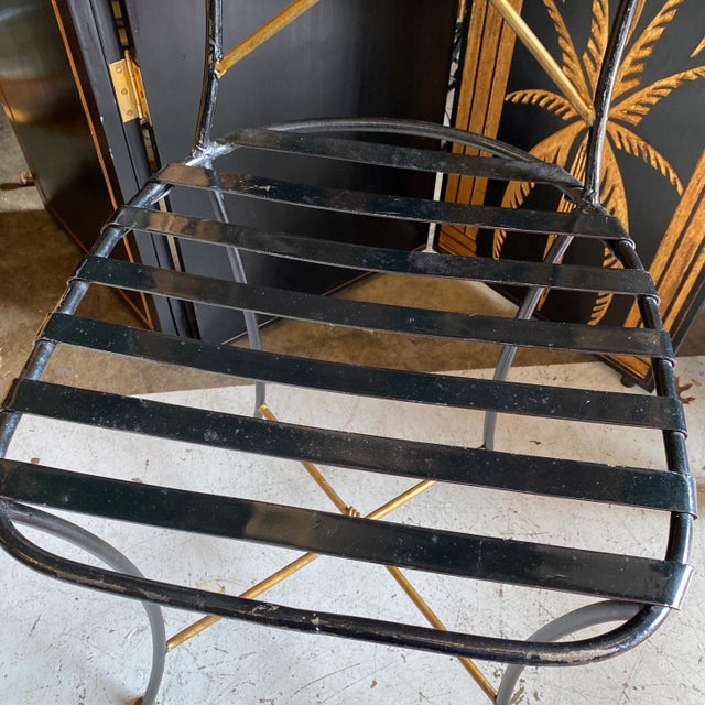 1970s Geometric Handmade Artisan Gilded Ebonized Chair For Sale - Image 5 of 6