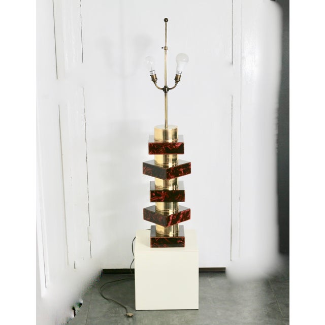 Gold Large Table Lamp, 1970s For Sale - Image 8 of 18