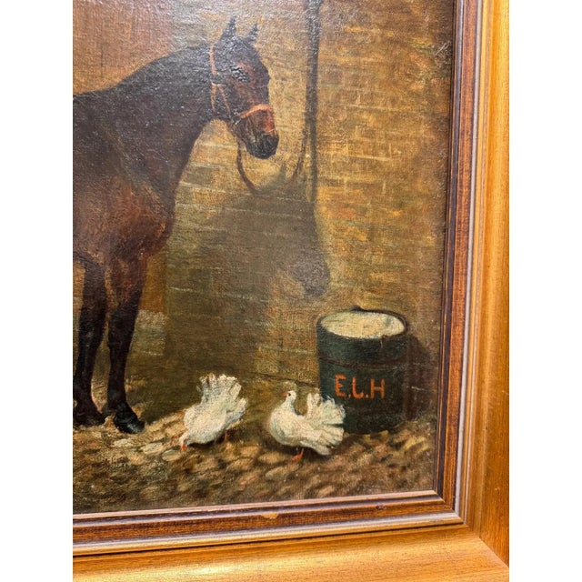 19th Century 19th Century English Oil on Canvas Horse and Stable For Sale - Image 5 of 8