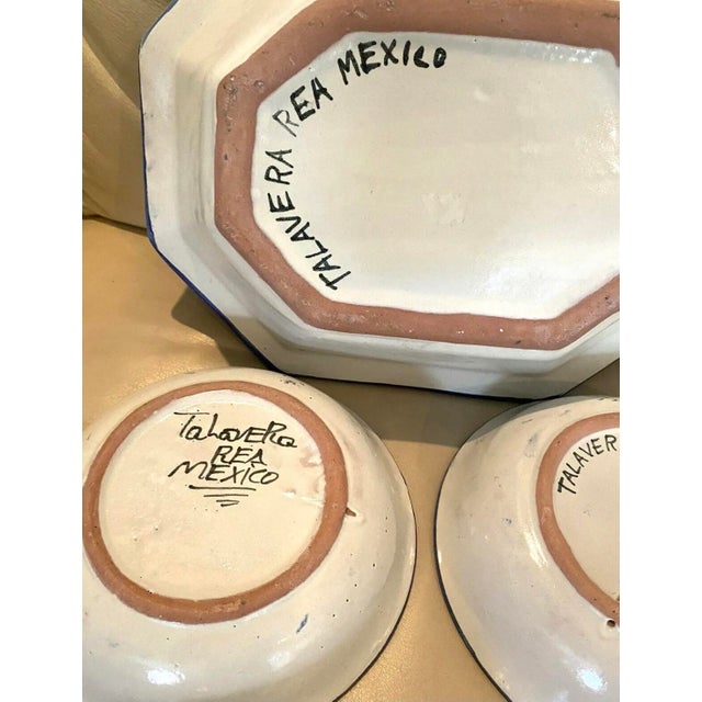 Ceramic Vintage Cactus Design Talavera 5 Piece Bowl Set For Sale - Image 7 of 9