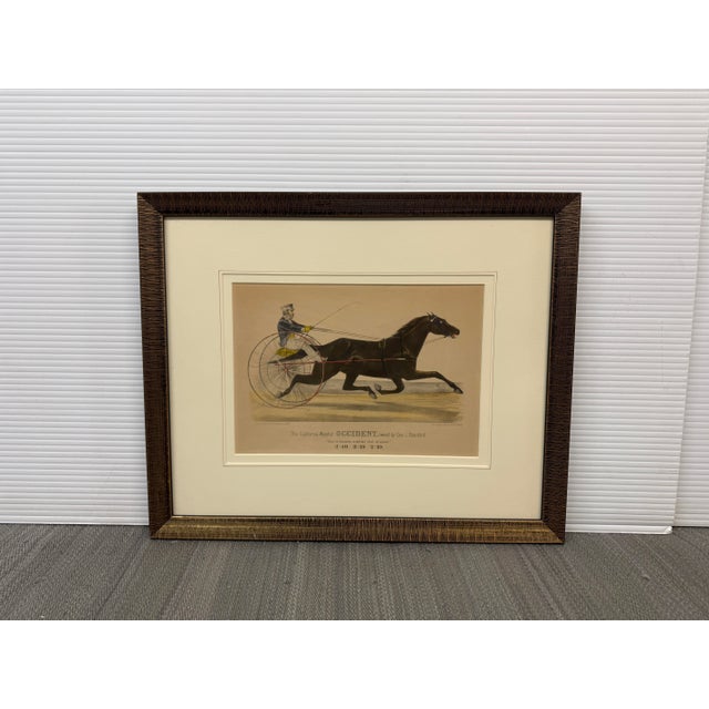 Brown Currier & Ives the California Wonder Occident Lithograph, Framed For Sale - Image 8 of 12
