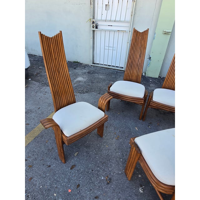 1970's Italian Modernist Rattan Dining Chairs - Set of 6 For Sale - Image 14 of 18