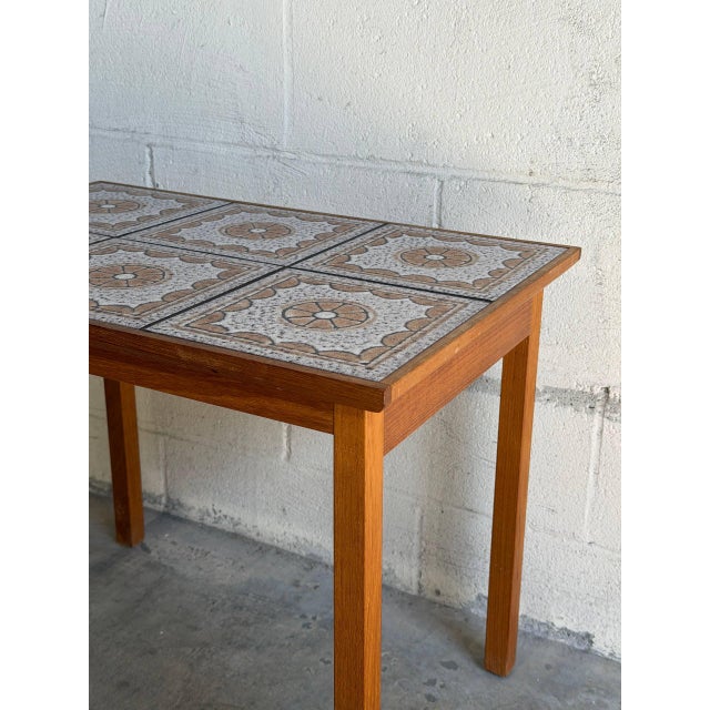 Mid-Century Modern Vintage Danish Modern Teak Tile Top Side Table Mid Century Scandinavian End Accent Table For Sale - Image 3 of 9