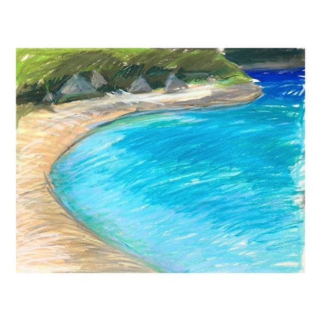 1979 Adrienne Anderson Caribbean Beach Pastel For Sale