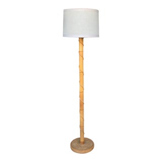 Vintage Bamboo/Grasscloth Floor Lamp For Sale