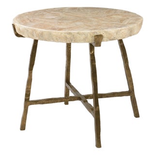 Century Furniture Bronze Finish and Crystal Stone Side Table For Sale