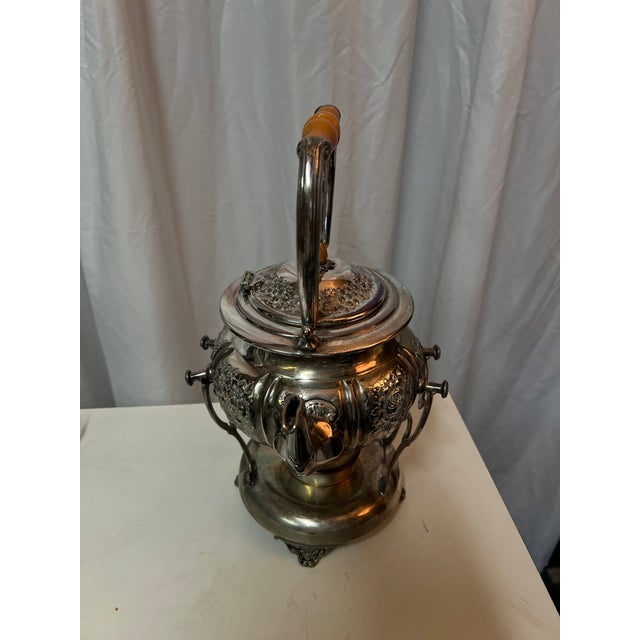 Metal Late 19th Century Ornate Sterling Silver Teapot With Tilting Warmer Stand, Floral Repoussé For Sale - Image 7 of 15