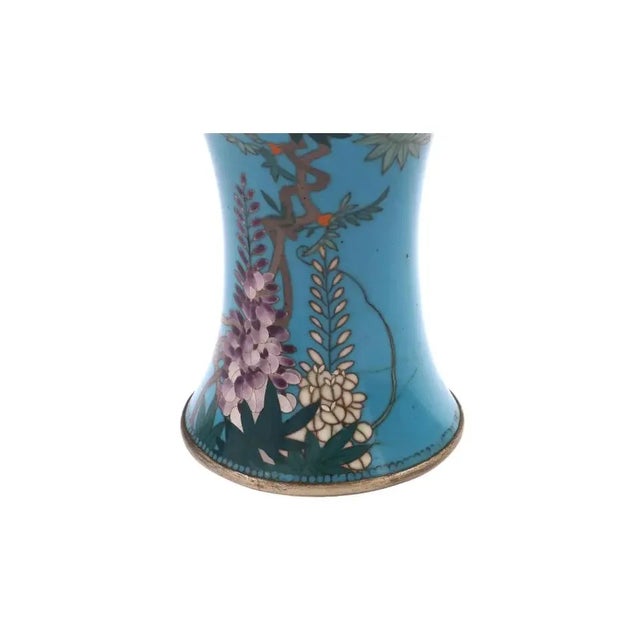 Paint Late 19th Century Japanese Closionne Enamel Vase With Wisteria and Fish Signed For Sale - Image 7 of 7