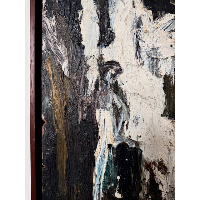 1956 Without Title Mid-Century Modernism Abtract Expressionism Oil Paint on Masonite Signed "Lewitt. 1956" For Sale - Image 9 of 12