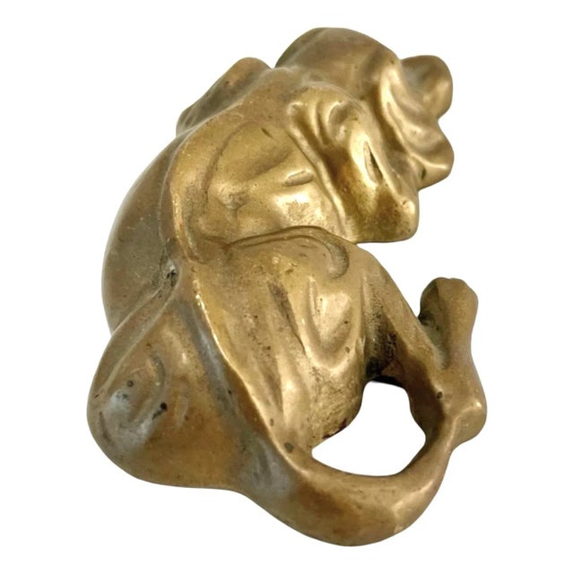 Vintage Sleeping Hound Dog Brass Figurine For Sale - Image 4 of 5