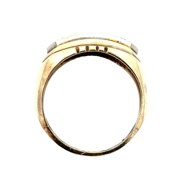 14k Yellow & White Gold Three-Stone Diamond Ring, Size 6.5 For Sale - Image 4 of 10