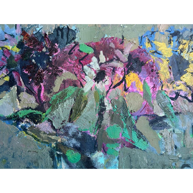 Impressionist Floral Still Life Oil Painting Entitled ‘Hazy Day Flowers’ For Sale In Philadelphia - Image 6 of 7