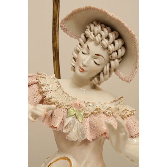 Vintage Porcelain Figurine Table Lamps - A Pair For Sale - Image 12 of 13