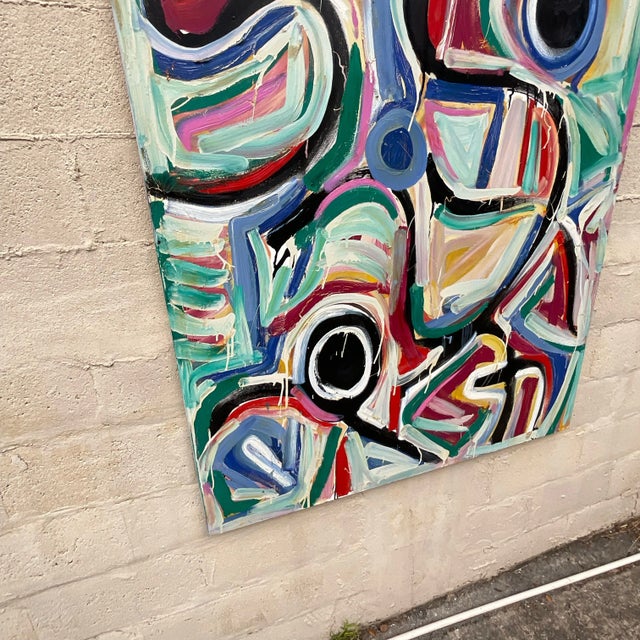 Vintage Terry Frid Oil on Canvas Multicolor Abstract Painting For Sale In West Palm - Image 6 of 10