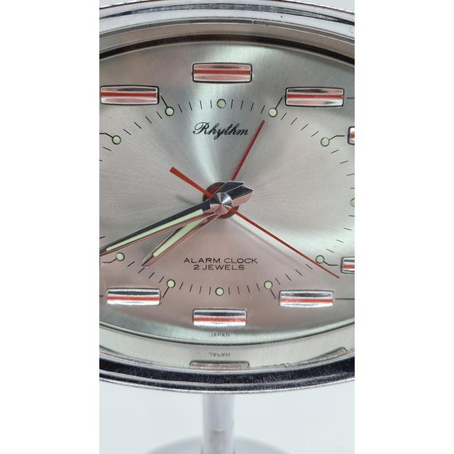 Space Age Alarm Clock in Burgundy Plastic and Chrome-Plated Metal, 1970s For Sale - Image 13 of 14
