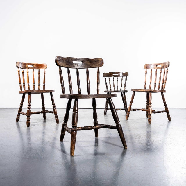 Vintage English Penny Public House Dining Chairs, 1970s, Set of 4 For Sale - Image 9 of 9