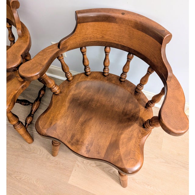 Traditional Vintage Ethan Allen Rock Maple Captain's Chairs - Heirloom Collection For Sale - Image 3 of 8