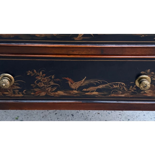 Chinoiserie Painted Three Drawer Chest, Commode, End Table, Maitland-Smith For Sale - Image 10 of 13