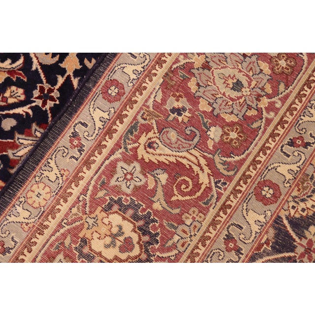 Textile Shabby Chic Floral 1990's Pak-Persian Blue/Red Wool Rug - 6'2'' X 9'3'' For Sale - Image 7 of 9