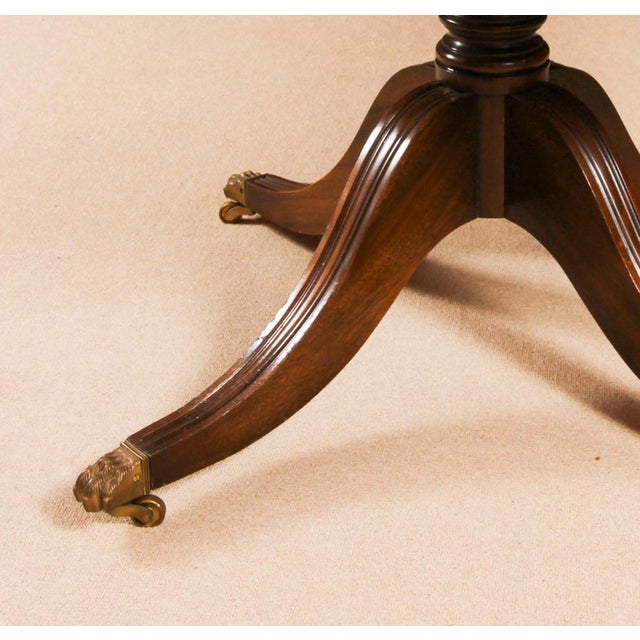 Vintage 20th Century 12ft Twin Pillar Mahogany Dining Table & 12 Chippendale Chairs, Set of 13 For Sale - Image 6 of 18