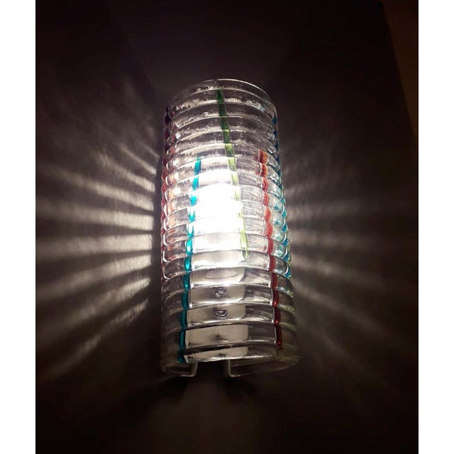 White 1960s Ribbed Murano Sconces, a Pair For Sale - Image 8 of 10