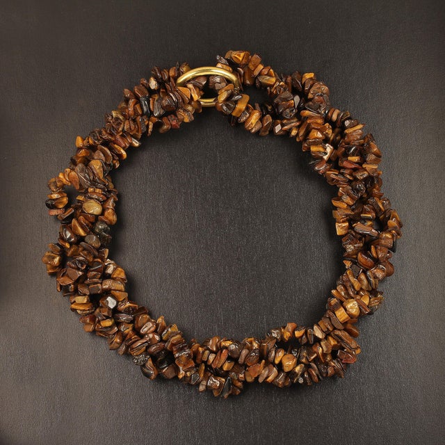 2010s AJD Two Infinity Chatoyant Tiger's Eye Necklace For Sale - Image 5 of 5