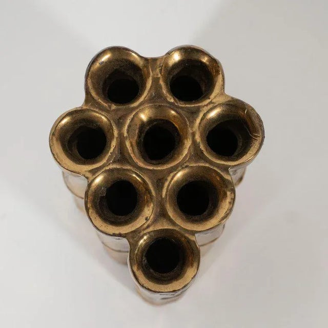 Mid-Century Modern Brass Stylized Cane Bamboo Flower Holder For Sale In New York - Image 6 of 7