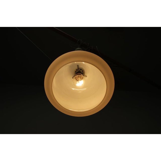 White Vintage Czechoslovakian Opaline Glass Pendant Lamp, 1970 For Sale - Image 8 of 9