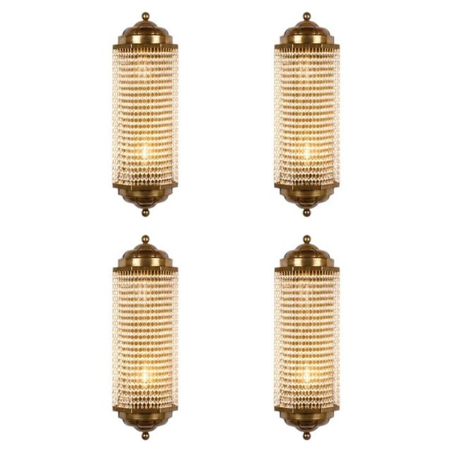 Vintage Art Deco Style Crystal Sconces, 1970, Set of 4 For Sale - Image 17 of 17