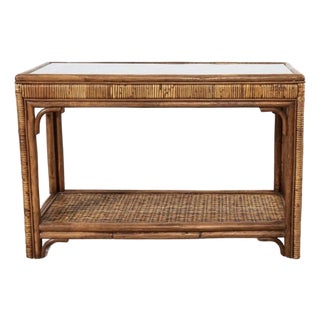 Island Style Rattan Bamboo Console Table For Sale