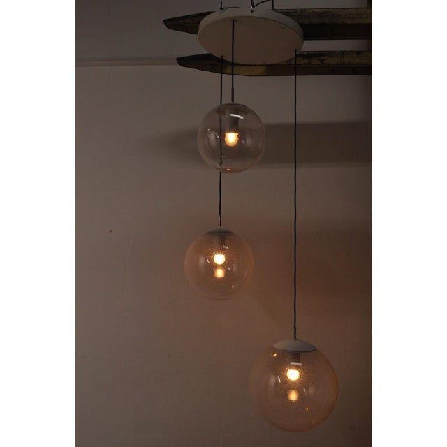 Vintage Three-Light Pendant Lamp, 1960s, in Very Good conditions. Designed 1960 to 1969 Up to 250V (Europe/UK...
