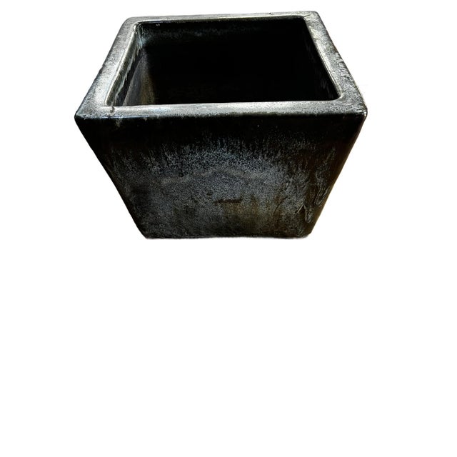Vintage Blue Flame Glaze Square Cachepot For Sale - Image 4 of 8