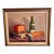Vintage Mid Century Original Oil Painting of Wine and Cheese Board For Sale