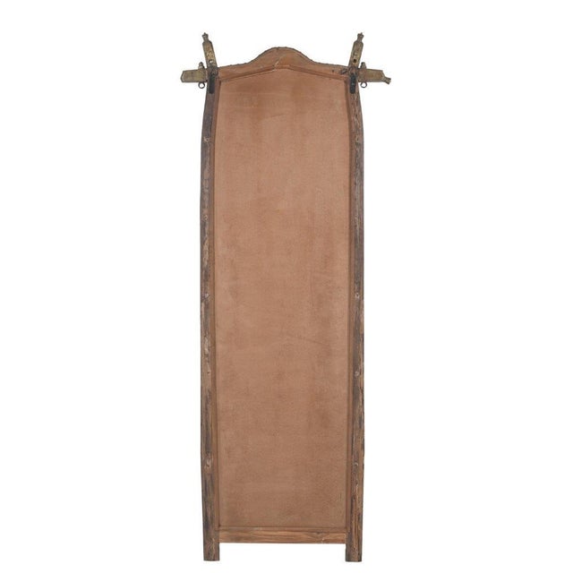 Vintage Indian Teakwood Arched Top Mirror For Sale - Image 4 of 4
