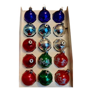 Vintage Mercury Glass Tree Ornaments - Set of 15 For Sale