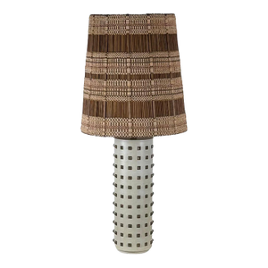 1960s Studded Cream Leather Table Lamp With Original Maria Kipp Shade