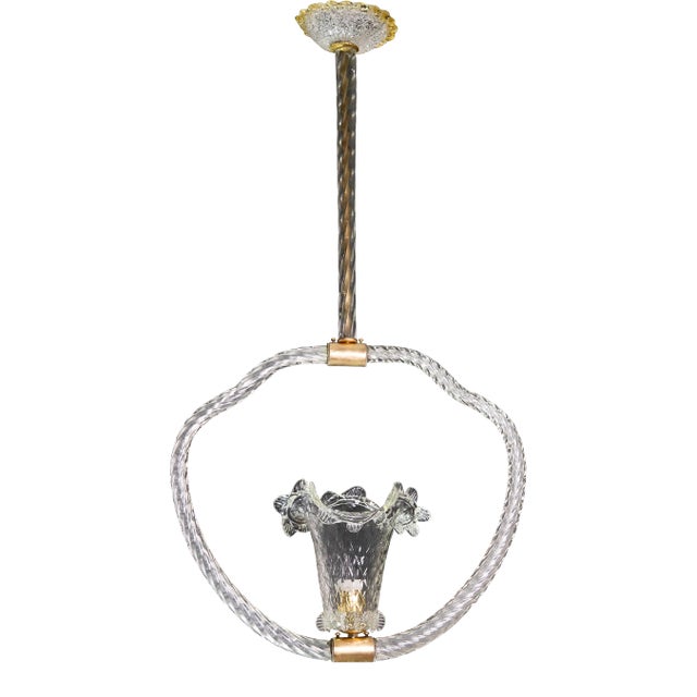 Art Deco Barovier & Toso Pendant Light Murano Glass, 1940 For Sale