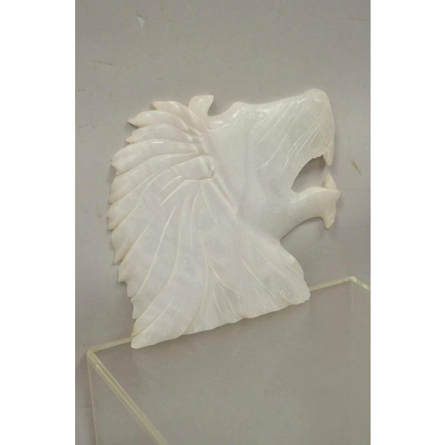 Vintage Italian Carved White Alabaster Lion Head Sculpture Statue Figure (B) For Sale In Philadelphia - Image 6 of 10