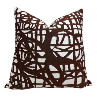 Ecriture Woven Pillow Cover in Rust, 22x22 Pillow For Sale