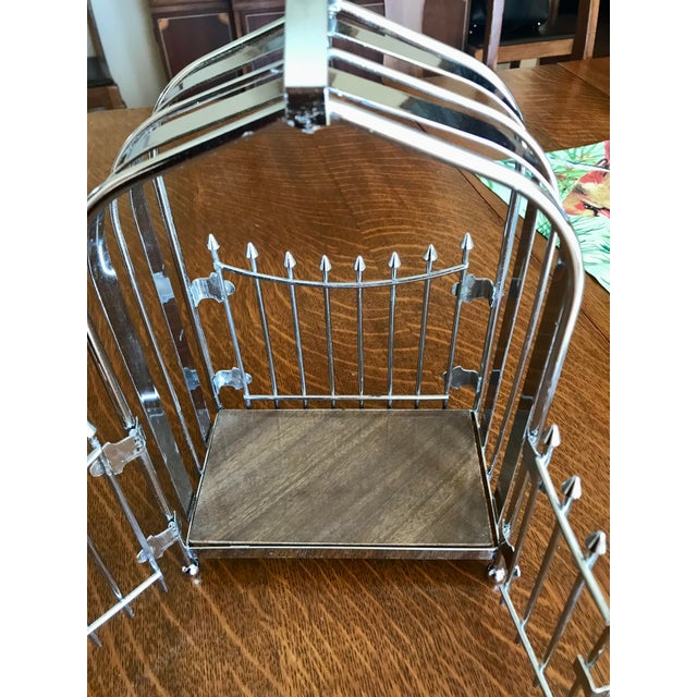 Mid-Century Modern Barware Chrome Caddy With Pressed Glass Liquor Bottles Set- 3 Pieces For Sale - Image 4 of 7