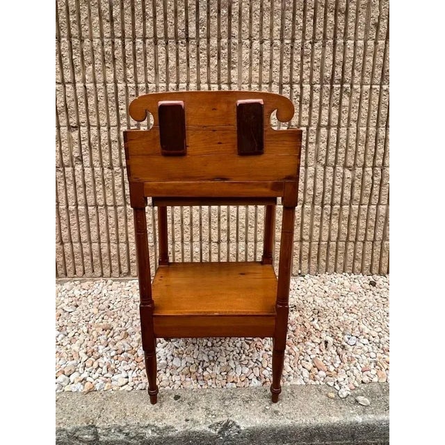 Early 20th Century Early 20th Century Antique English Yellow Pine 2 Tier Side Table For Sale - Image 5 of 13