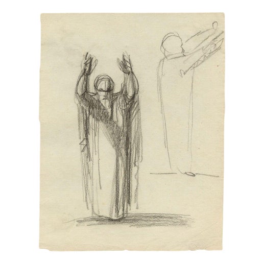 William Lock the Younger, Biblical Figure, Covenant of Abraham, 1780, Charcoal Drawing For Sale