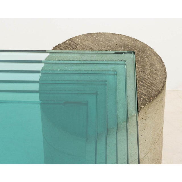 Transparent Modernist Graduated Glass Top and Concrete Coffee Table For Sale - Image 8 of 12