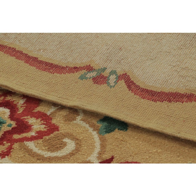 Textile Signed Paule Leleu Vintage Art Deco Rug in Gold With Dense Florals - Rug & Kilim For Sale - Image 7 of 9